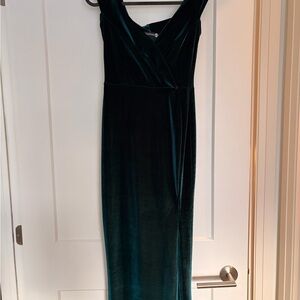 Boohoo Velvet Maxi Dress in Deep Green